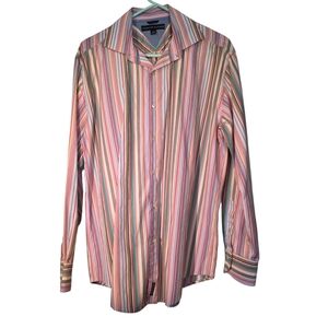 Tommy Hilfiger Multicolor Vibrant Striped Button-Down Shirt L EUC